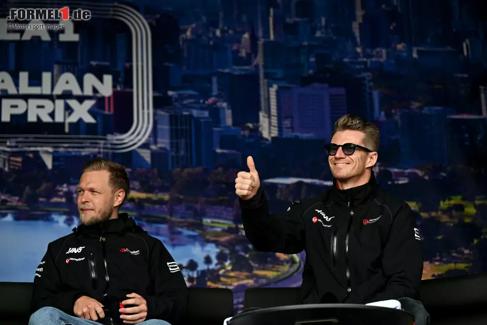 Foto zur News: Kevin Magnussen (Haas) und Nico Hülkenberg (Haas)