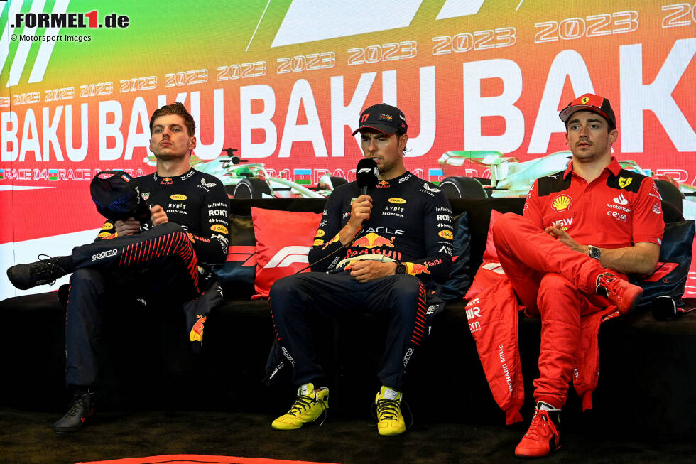 Foto zur News: Max Verstappen (Red Bull), Sergio Perez (Red Bull) und Charles Leclerc (Ferrari)