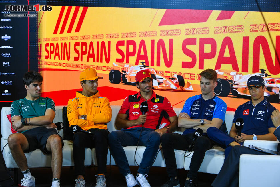 Foto zur News: Lance Stroll (Aston Martin), Lando Norris (McLaren), Carlos Sainz (Ferrari), Logan Sargeant (Williams) und Nyck de Vries (AlphaTauri)