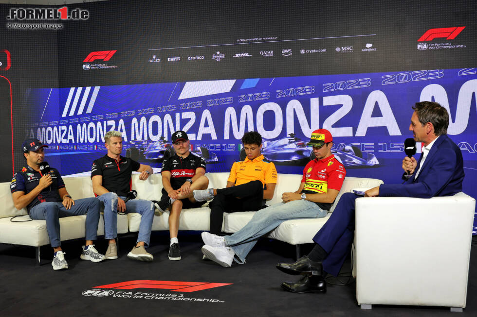 Foto zur News: Sergio Perez (Red Bull), Nico Hülkenberg (Haas), Valtteri Bottas (Alfa Romeo), Lando Norris (McLaren) und Charles Leclerc (Ferrari)