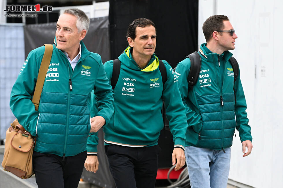 Foto zur News: Martin Whitmarsh, Pedro de la Rosa und Stoffel Vandoorne (Aston Martin)