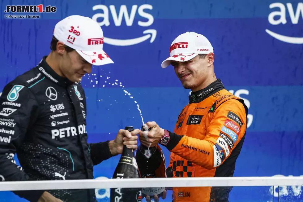 Foto zur News: George Russell (Mercedes) und Lando Norris (McLaren)