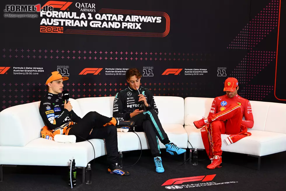 Foto zur News: Oscar Piastri (McLaren), George Russell (Mercedes) und Carlos Sainz (Ferrari)