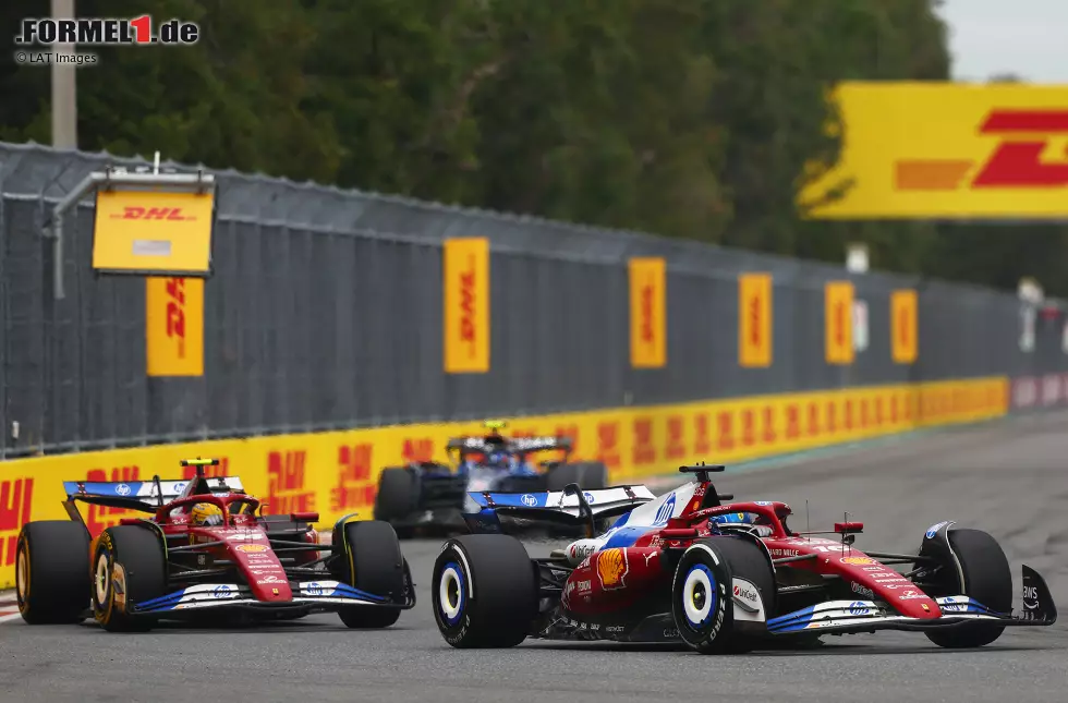 Foto zur News: Charles Leclerc (Ferrari), Lewis Hamilton (Ferrari) und Carlos Sainz (Williams)
