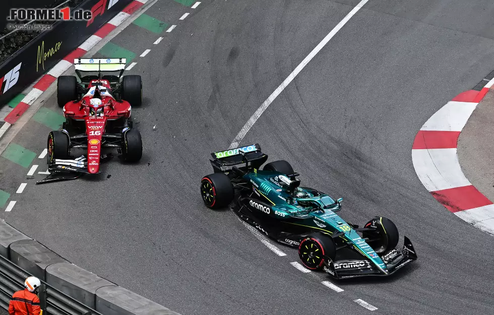 Foto zur News: Charles Leclerc (Ferrari) und Lance Stroll (Aston Martin)