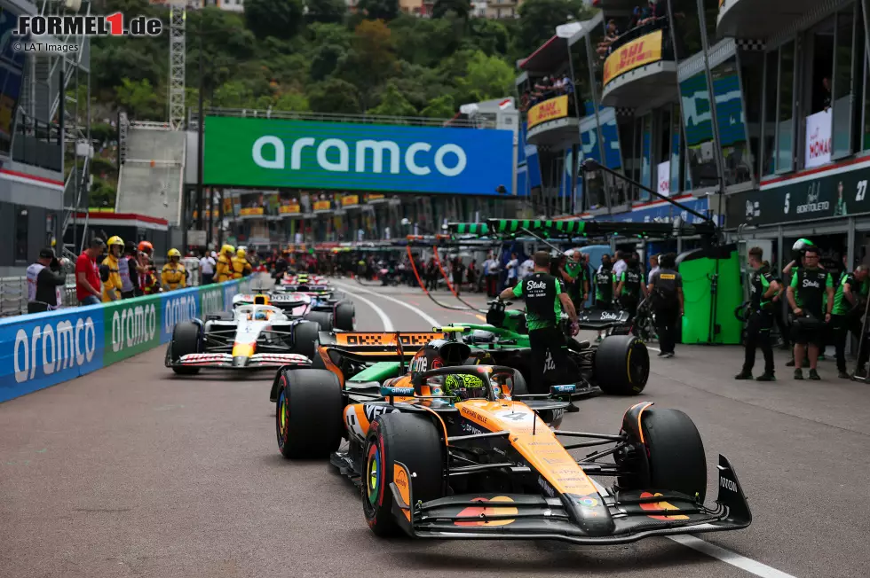 Foto zur News: Lando Norris (McLaren), Nico Hülkenberg (Sauber) und Isack Hadjar (Racing Bulls)