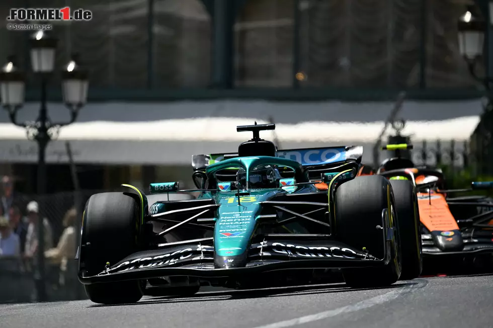 Foto zur News: Lance Stroll (Aston Martin) und Lando Norris (McLaren)