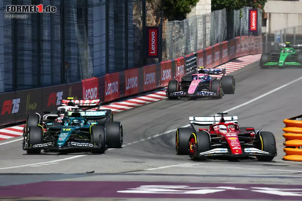 Foto zur News: Charles Leclerc (Ferrari), Lance Stroll (Aston Martin) und Oliver Bearman (Haas)
