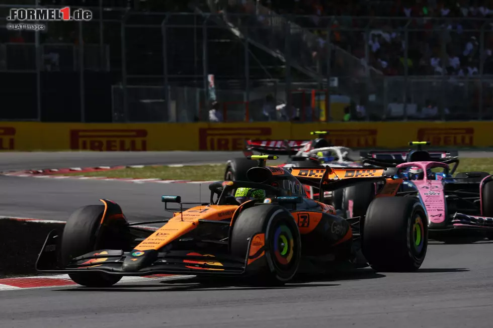 Foto zur News: Lando Norris (McLaren), Franco Colapinto (Alpine) und Oliver Bearman (Haas)