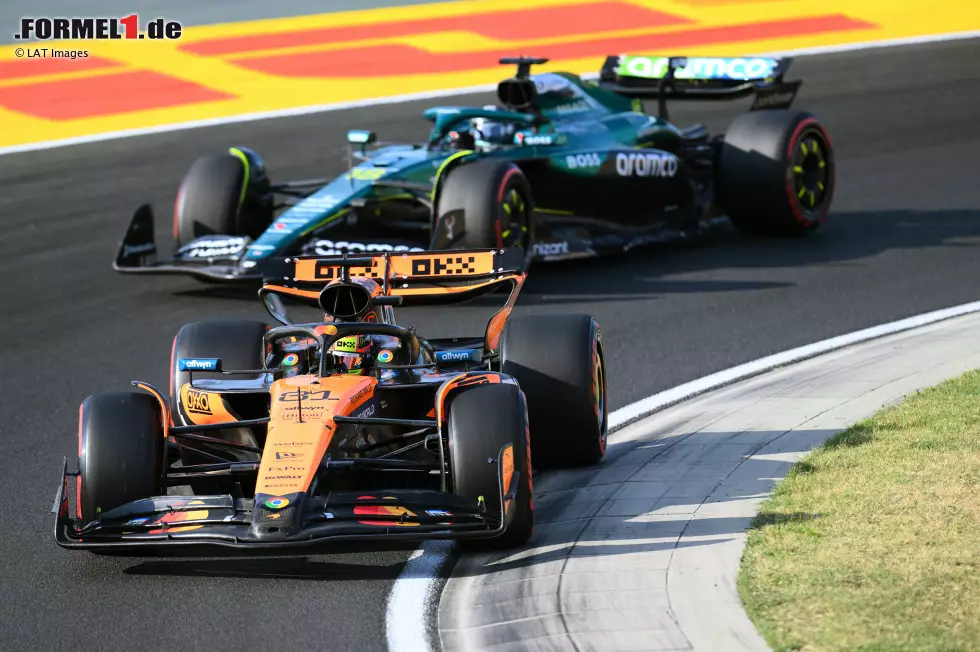 Foto zur News: Oscar Piastri (McLaren) und Lance Stroll (Aston Martin)