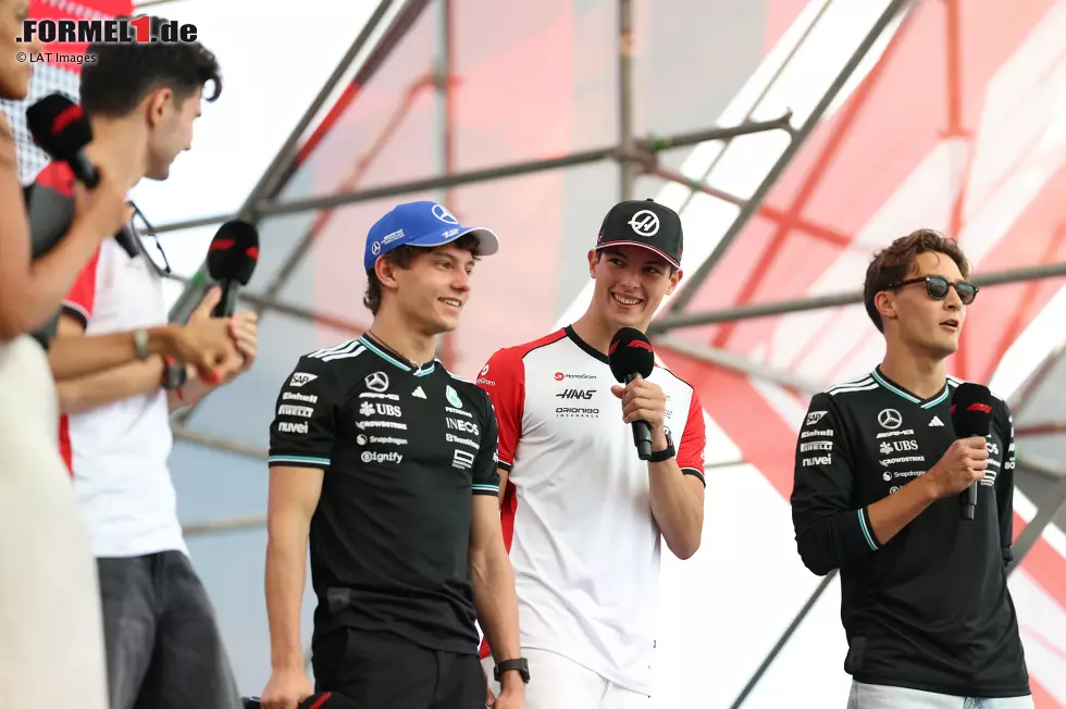 Andrea Kimi Antonelli, Esteban Ocon (Haas), Oliver Bearman (Haas) und George Russell (Mercedes) Foto zur News: Andrea Kimi Antonelli, Esteban Ocon (Haas), Oliver Bearman (Haas) und George Russell (Mercedes)