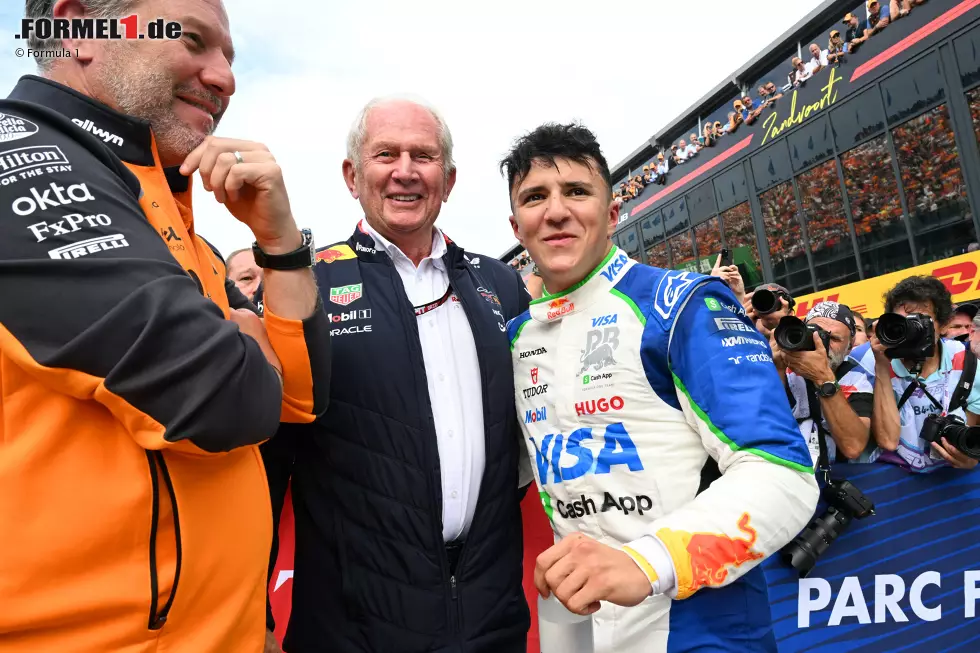 Foto zur News: Isack Hadjar (Racing Bulls) und Helmut Marko