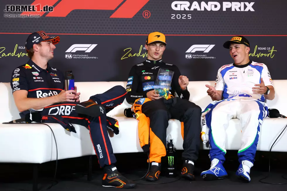 Foto zur News: Oscar Piastri (McLaren), Max Verstappen (Red Bull) und Isack Hadjar (Racing Bulls)
