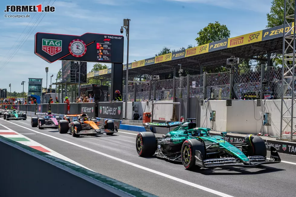 Foto zur News: Lance Stroll (Aston Martin), Oscar Piastri (McLaren) und Franco Colapinto (Alpine)
