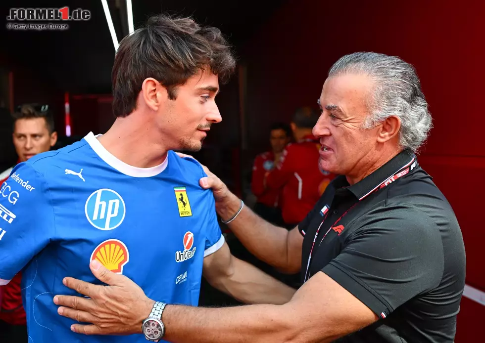 Foto zur News: Charles Leclerc (Ferrari) und Jean Alesi