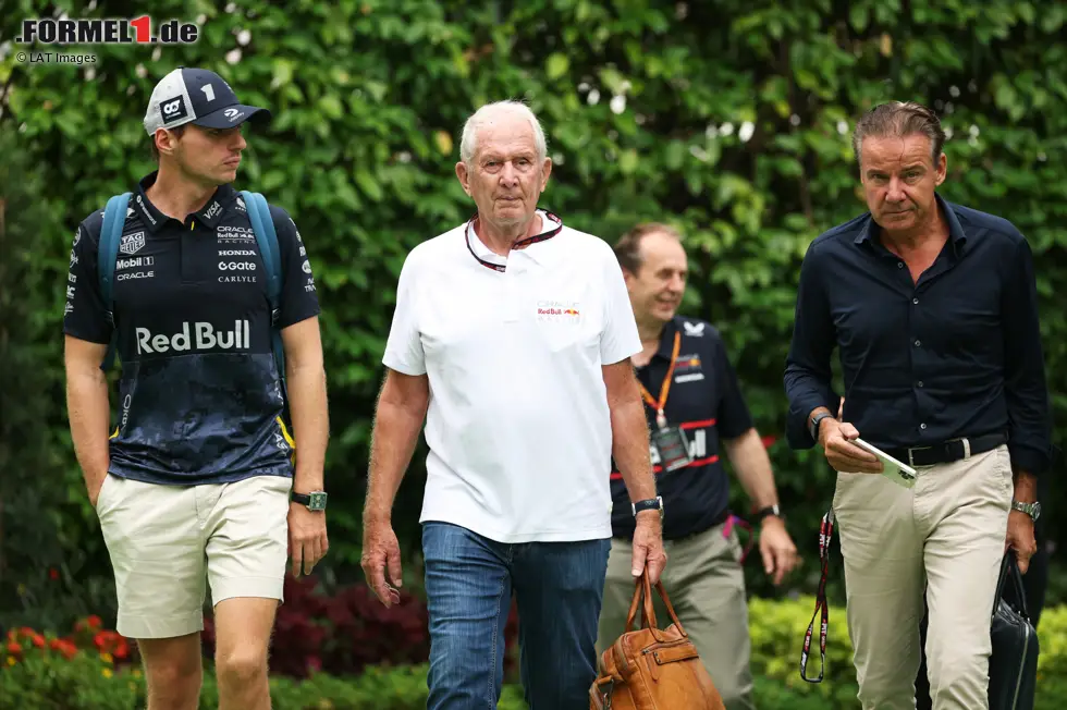 Foto zur News: Max Verstappen (Red Bull), Helmut Marko und Chris Vermeulen