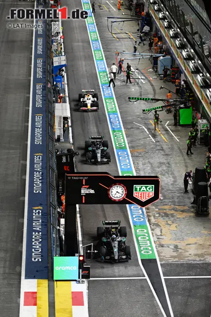 Foto zur News: Andrea Kimi Antonelli, George Russell (Mercedes) und Isack Hadjar (Racing Bulls)