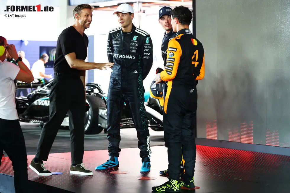 Foto zur News: Jenson Button, George Russell (Mercedes), Max Verstappen (Red Bull) und Lando Norris (McLaren)