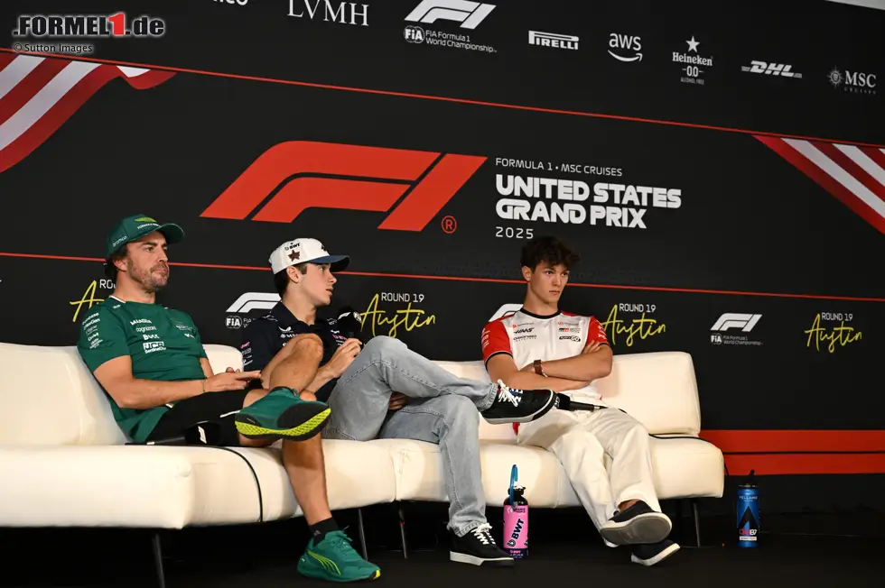 Foto zur News: Fernando Alonso (Aston Martin), Franco Colapinto (Alpine) und Oliver Bearman (Haas)