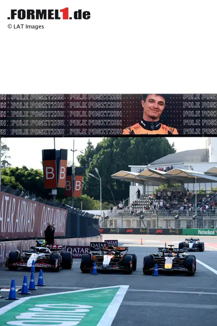 Foto zur News: Oliver Bearman (Haas), Oscar Piastri (McLaren) und Max Verstappen (Red Bull)