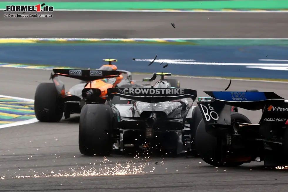 Foto zur News: Oscar Piastri (McLaren), Andrea Kimi Antonelli (Mercedes) und Charles Leclerc (Ferrari)