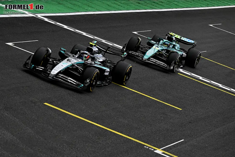 Foto zur News: Andrea Kimi Antonelli (Mercedes) und Fernando Alonso (Aston Martin)