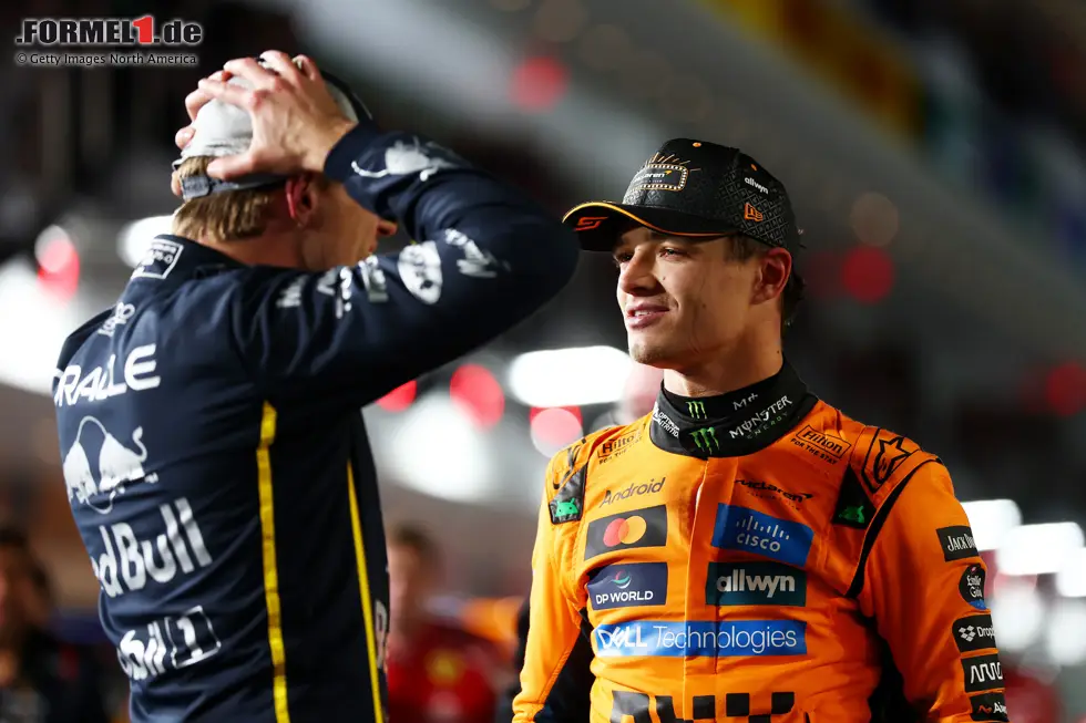 Foto zur News: Max Verstappen (Red Bull), Lando Norris (McLaren) und Mark Thompson