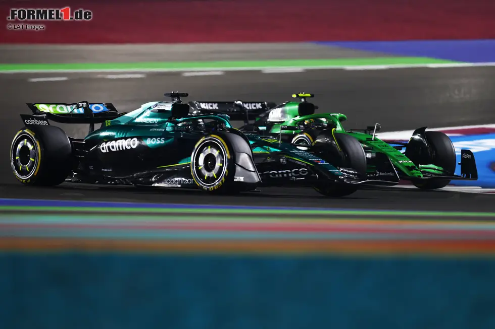 Foto zur News: Lance Stroll (Aston Martin) und Gabriel Bortoleto (Sauber)