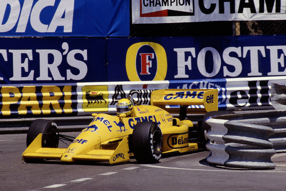Foto zur News: Nun in Gelb: Lotus färbt für 1987 wegen Hauptsponsor Camel um und sammelt erste Erfahrungen mit der aktiven Radaufhängung. Sechs Siege in drei Jahren holt Senna mit Lotus - für lange Zeit die letzten des Rennstalls. Dennoch sind Senna zwei Siege pro Saison zu wenig. Ende 1987 verlässt er das Team und wechselt zu McLaren - der Nummer 1 im Grand-Prix-Sport.
