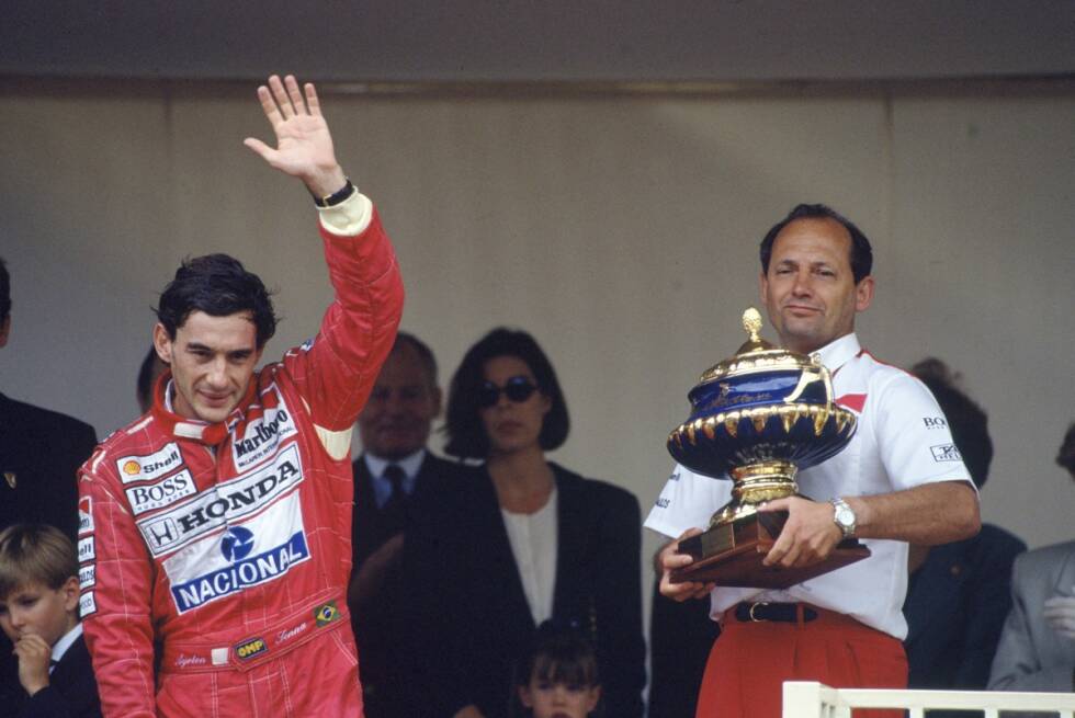 Foto zur News: Monte Carlo zum Fünften: Mit Teamchef Ron Dennis in der Fürstenloge. Bis heute ist Senna in den Straßen an der Cote d&#039;Azur alleiniger Rekordsieger mit sechs Grand-Prix-Erfolgen.
