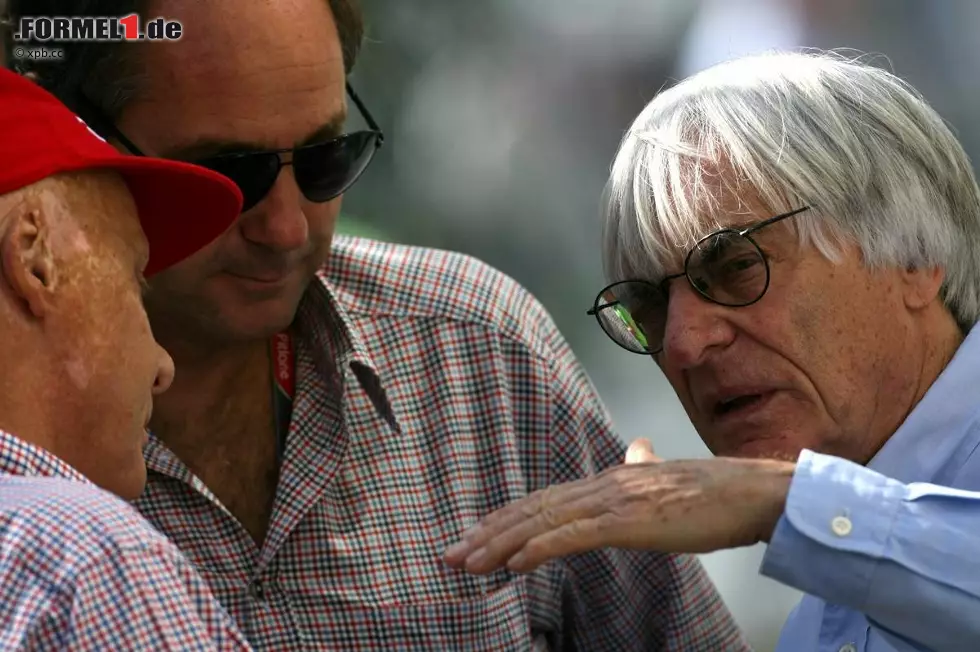Foto zur News: Formel-1-Boss Bernie Ecclestone mit seinen österreichischen Freunden: Niki Lauda und Gerhard Berger.