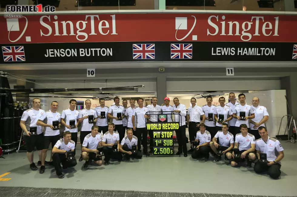 Die McLaren-Crew ist beim Reifenwechsel übrigens die schnellste im Paddock: 2,5 Sekunden - Weltrekord! Foto zur News: Die McLaren-Crew ist beim Reifenwechsel übrigens die schnellste im Paddock: 2,5 Sekunden - Weltrekord!
