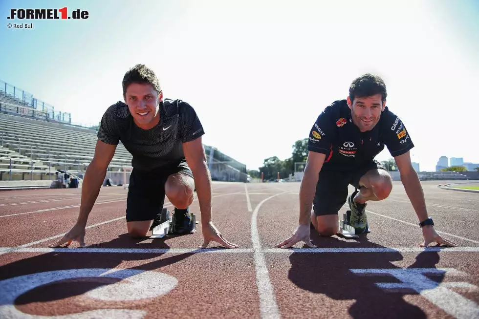 Foto zur News: Für die Rennstrecke half die beste Vorbereitung nichts: Trey Hardee, Zehnkampf-Silbermedaillengewinner bei den Olympischen Spielen in London, führte Fitnessfreak Webber in die Grundlagen der Leichtathletik ein.