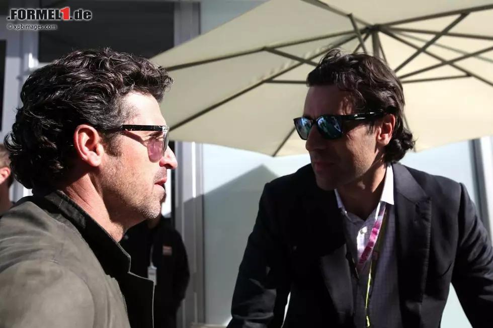 Foto zur News: Patrick Dempsey (links) ist nicht nur der "McDreamy" aus "Grey&#039;s Anatomy", sondern auch ein semiprofessioneller Rennfahrer, der schon bei den 24 Stunden von Le Mans am Start war. Im TV-Interview verblüffte er Sky-Reporterin Tanja Bauer, als er über Reifentemperaturen zu fachsimpeln begann. IndyCar-Champion Dario Franchitti (rechts) hatte dafür schon eher ein offenes Ohr.