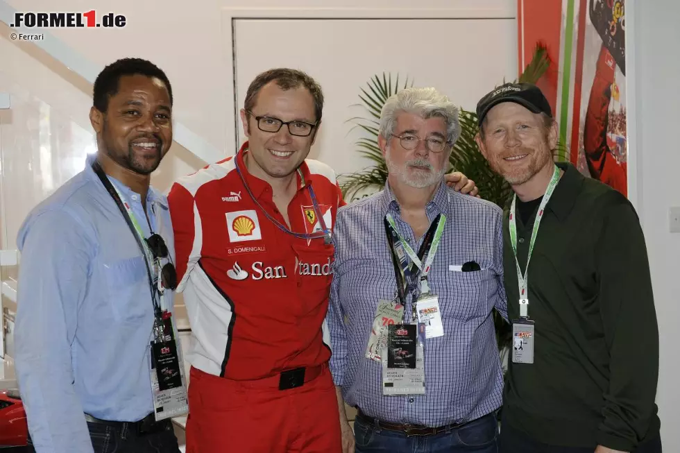 Foto zur News: Oscar-Preisträger Cuba Gooding jun., Ferrari-Teamchef Stefano Domenicali, "Star-Wars"-Erfinder George Lucas und Ron Howard, der Regisseur des Films "Rush", in dem Daniel Brühl die Rolle des Niki Lauda spielen wird.