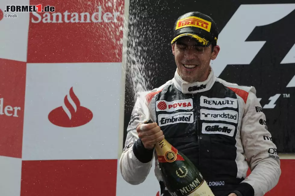 Daily Mail (Großbritannien): "Pastor Maldonado hat bei Williams das lange Warten auf einen Formel-1-Sieg mit einem historischen Erfolg beendet. Einen Monat nach dem 70. Geburtstag von Teamgründer Sir Frank Williams war es der erste Sieg seit acht Jahren und 132 Rennen. Der 300:1-Außenseiter durfte als erster Venezolaner den Sieger-Champagner genießen." Foto zur News: Daily Mail (Großbritannien): "Pastor Maldonado hat bei Williams das lange Warten auf einen Formel-1-Sieg mit einem historischen Erfolg beendet. Einen Monat nach dem 70. Geburtstag von Teamgründer Sir Frank Williams war es der erste Sieg seit acht Jahren und 132 Rennen. Der 300:1-Außenseiter durfte als erster Venezolaner den Sieger-Champagner genießen."