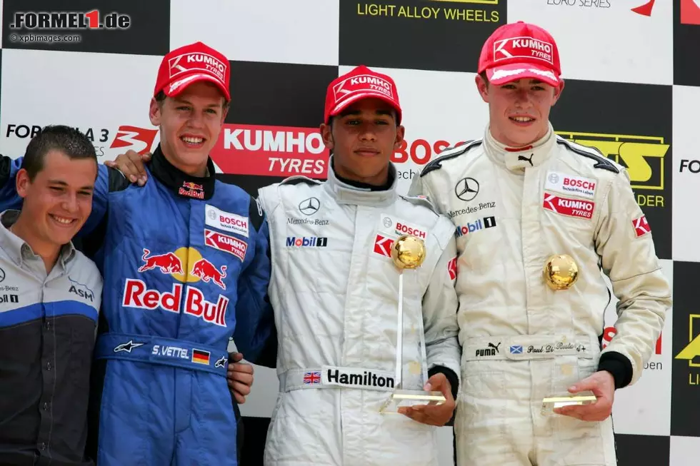 Foto zur News: Goldene Generation in der Formel-3-Euroserie: Vettel beendet die Saison 2005 als Fünfter, Lewis Hamilton wird Meister, Paul di Resta Zehnter. Am Norisring stehen sie gemeinsam auf dem Podium. Adrian Sutil scheidet in jenem Rennen aus, wird aber Vizechampion. 2006 gewinnt di Resta di Euroserie vor Vettel.