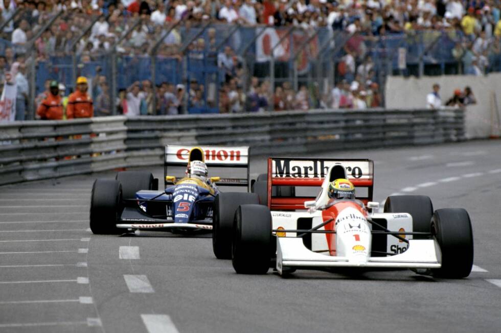 Foto zur News: Ayrton Senna gewinnt mit unterlegenem Material zwar das Herzschlag-Finale in Monte Carlo, aber ansonsten ist die Kombination Williams/Mansell 1992 so gut wie unschlagbar.