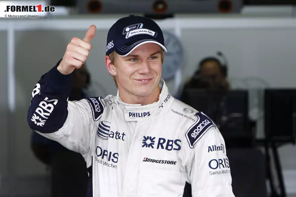 Mit Nico Hülkenberg gibt 2010 ein weiterer Deutscher sein Formel-1-Debüt für Williams. Hülkenberg fährt in Brasilien unter Mischbedingungen sensationell auf die Pole-Position. Foto zur News: Mit Nico Hülkenberg gibt 2010 ein weiterer Deutscher sein Formel-1-Debüt für Williams. Hülkenberg fährt in Brasilien unter Mischbedingungen sensationell auf die Pole-Position.