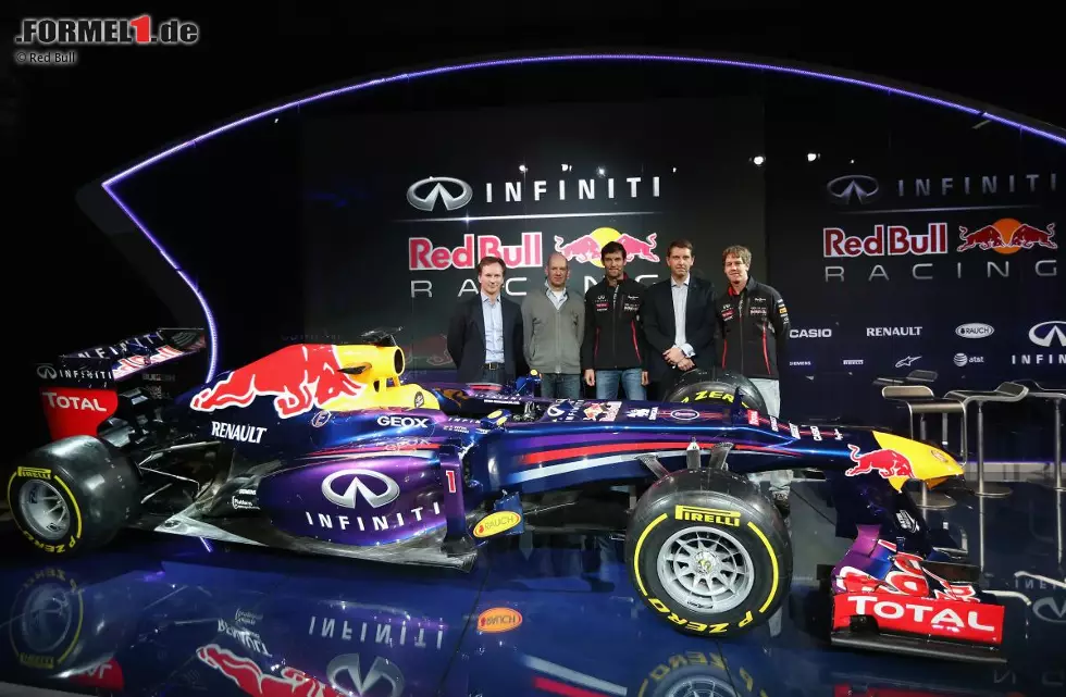 Foto zur News: Red Bulls viertes Erfolgsjahr beginnt mit der Präsentation des RB9, der auf seinem erfolgreichen Vorgänger, dem RB8, aufbaut. Die Weltmeister haben alle ihre Grundpfeiler aus der siegreichen Ära behalten können und vertrauen somit auch 2013 auf ein eingespieltes Team. Für die Bullen zählt nur eines: beide WM-Titel holen.