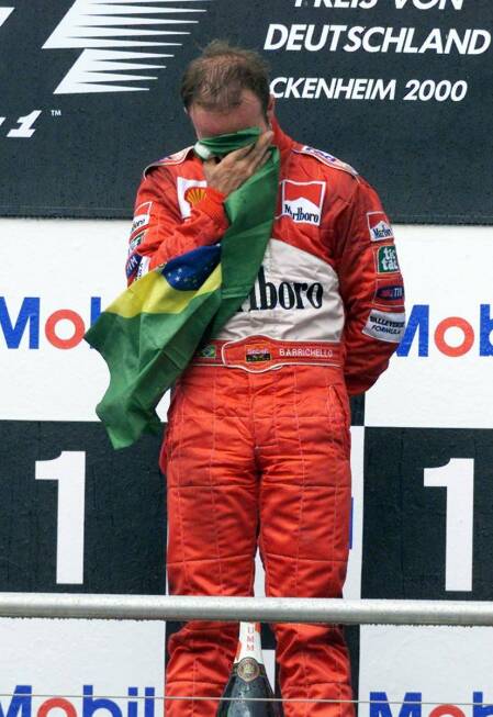 Foto zur News: Rubens Barrichello, zumeist braver Wasserträger (offiziell &quot;Nummer 1b&quot;), gewann neunmal. Beim ersten Sieg in Hockenheim 2000 flossen Tränen.