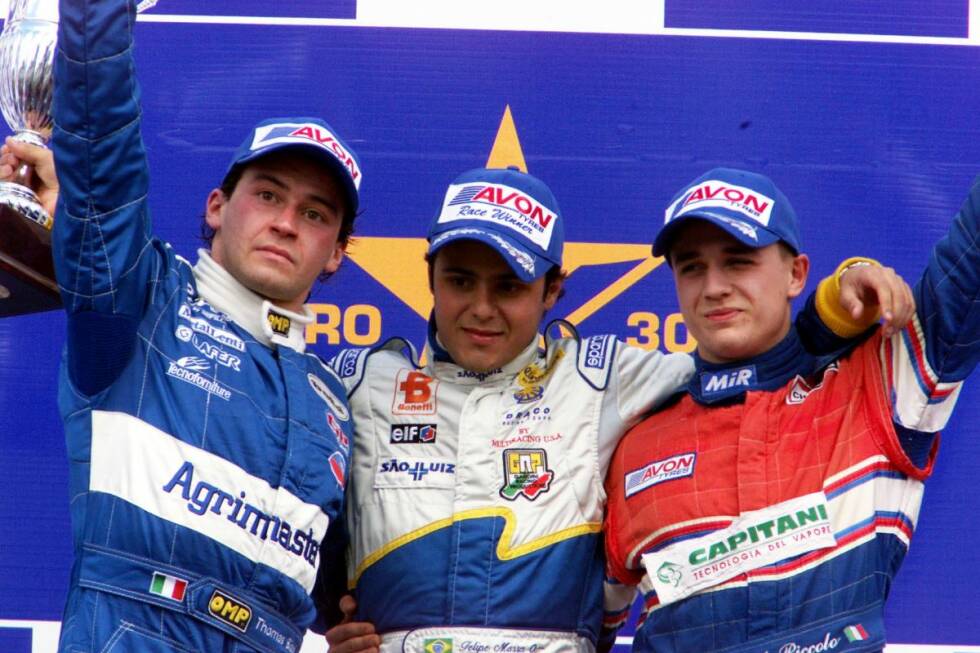 Foto zur News: Erstmals aufgefallen ist Felipe Massa bereits 2001, als er in der Europäischen Formel 3000 alles in Grund und Boden fuhr. Der Zweitplatzierte in der Meisterschaft, Thomas Biagi (l.), hatte zu Saisonende nur halb so viele Punkte auf dem Konto wie Massa. Das brachte ihm...