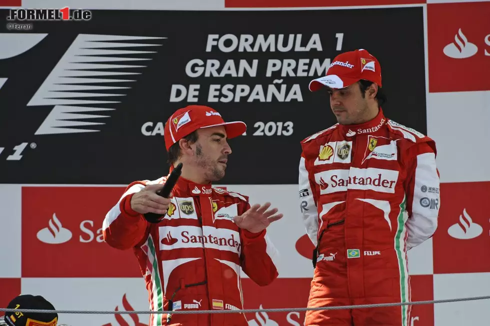 Foto zur News: Der Spanien-Grand-Prix ist auch für Massa etwas Besonderes: Er steht zum 36. und letzten Mal als Ferrari-Fahrer auf dem Podium. Aber das Schicksal fügt sich nach tollem Saisonauftakt schon im Barcelona-Qualifying gegen ihn: Obwohl nur eine Tausendstelsekunde langsamer als Alonso, steht er vier Positionen dahinter - wegen einer Rückversetzungs-Strafe.