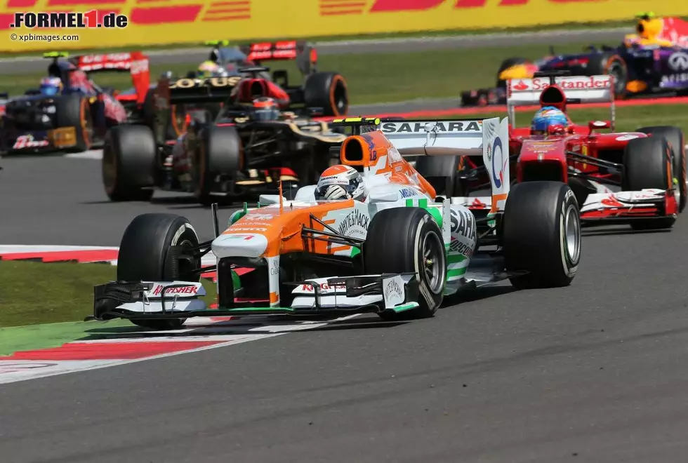 Nach einem weiteren Pleiten-, Pech- und Pannen-Grand-Prix in Montreal ist Sutil in Silverstone so nahe an einem Podium dran wie nie zuvor: Vierter nach der ersten Runde, Dritter nach dem Safety-Car-Restart - aber weil diejenigen besser pokern, die doch noch einmal Reifen wechseln, fällt er im Finish auf Platz sieben zurück. Foto zur News: Nach einem weiteren Pleiten-, Pech- und Pannen-Grand-Prix in Montreal ist Sutil in Silverstone so nahe an einem Podium dran wie nie zuvor: Vierter nach der ersten Runde, Dritter nach dem Safety-Car-Restart - aber weil diejenigen besser pokern, die doch noch einmal Reifen wechseln, fällt er im Finish auf Platz sieben zurück.