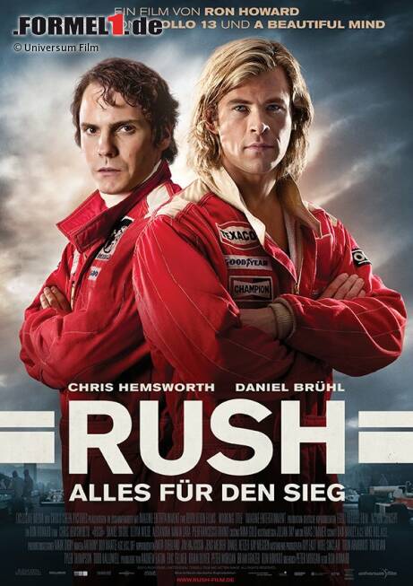 Die Formel 1 im Jahr 1976. Der Kampf Mann gegen Mann. Im ständigen Bewusstsein der Gefahr, die hinter jeder Kurve lauern kann. Der Motorsport ist zu dieser Zeit alles andere als sicher. Schwere Unfälle sind beinahe an der Tagesordnung, selbst Todesfälle sind keine Ausnahme. Und doch gibt es sie: PS-Helden, die Sonntag für Sonntag alles daran setzen, ihre Rivalen hinter sich zu lassen. Rennfahrer wie James Hunt oder Niki Lauda, die zu den Besten ihrer Zunft zählen. Rennfahrer, die nur ein Ziel kennen. Und sie tun einfach alles dafür, es zu erreichen. "Rush - Alles für den Sieg", das ist ihre Geschichte. Und diese Geschichte kommt bald in die deutschen Kinos. Sehen Sie hier vorab einige Filmszenen und erfahren Sie mehr über den spektakulären Blockbuster von Hollywood-Regisseur Ron Howard! Die Formel 1 im Jahr 1976. Der Kampf Mann gegen Mann. Im ständigen Bewusstsein der Gefahr, die hinter jeder Kurve lauern kann. Der Motorsport ist zu dieser Zeit alles andere als sicher. Schwere Unfälle sind beinahe an der Tagesordnung, selbst Todesfälle sind keine Ausnahme. Und doch gibt es sie: PS-Helden, die Sonntag für Sonntag alles daran setzen, ihre Rivalen hinter sich zu lassen. Rennfahrer wie James Hunt oder Niki Lauda, die zu den Besten ihrer Zunft zählen. Rennfahrer, die nur ein Ziel kennen. Und sie tun einfach alles dafür, es zu erreichen. "Rush - Alles für den Sieg", das ist ihre Geschichte. Und diese Geschichte kommt bald in die deutschen Kinos. Sehen Sie hier vorab einige Filmszenen und erfahren Sie mehr über den spektakulären Blockbuster von Hollywood-Regisseur Ron Howard!