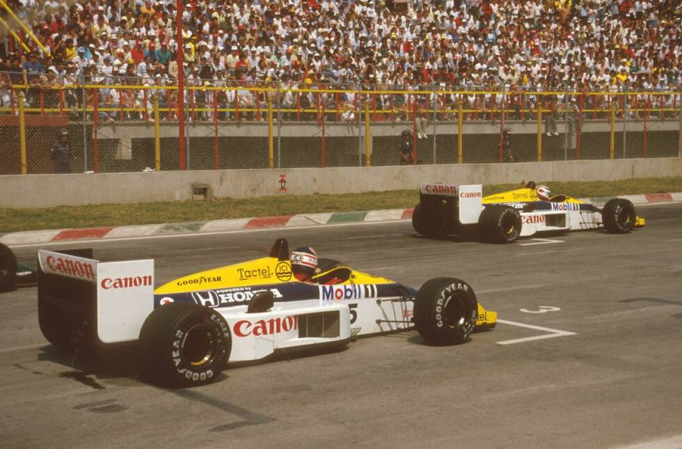 Foto zur News: An eine Teamorder hätten sich diese beiden Rivalen bei Williams wohl ohnehin nicht gehalten: Nigel Mansell und Nelson Piquet mochten sich nicht und machten aus ihrer Abneigung auch in der Öffentlichkeit keinen Hehl. &quot;Wenn ich so eine hässliche Frau hätte wie Mansell, würde ich jeden Tag einen Grand Prix fahren, nur um nicht nach Hause zu müssen&quot;, sagte der Brasilianer einst.