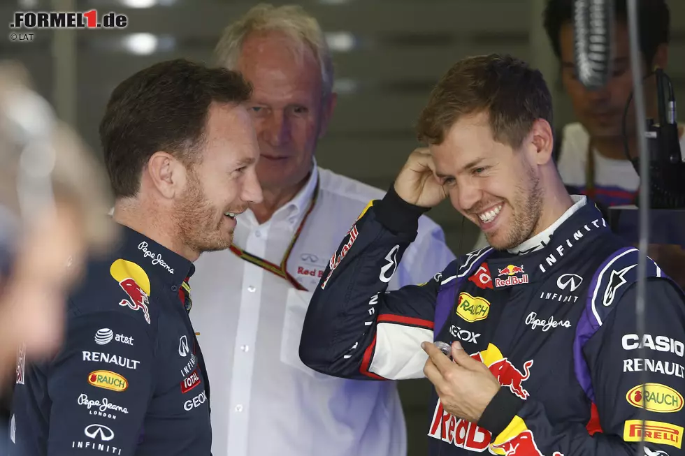 Frisch geschieden, aber offenbar glücklich damit: Christian Horner, Helmut Marko und Sebastian Vettel am Samstagmorgen, kurz nach der völlig überraschenden Bekanntgabe ihrer Trennung. Man gehe im Guten auseinander, heißt es. Sieht tatsächlich so aus. Foto zur News: Frisch geschieden, aber offenbar glücklich damit: Christian Horner, Helmut Marko und Sebastian Vettel am Samstagmorgen, kurz nach der völlig überraschenden Bekanntgabe ihrer Trennung. Man gehe im Guten auseinander, heißt es. Sieht tatsächlich so aus.