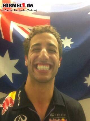 Foto zur News: "Ich kann ganz offiziell nicht noch mehr grinsen. Jetzt habt Ihr wirklich alles gesehen!" Mit diesem Posting feiert Daniel Ricciardo (Red Bull) seinen ersten Formel-1-Rennsieg. Und wir sind damit schon mittendrin in unserer Backstage-Fotostrecke zum Großen Preis von Kanada 2014!