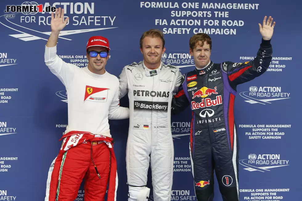 Foto zur News: Die Überraschungs-Pole gelingt am Samstag Nico Rosberg. Der Mercedes-Pilot legt in Q3 eine Runde hin, die sensationellerweise über zwei Zehntelsekunden schneller ist als die des zweitplatzierten Vettel. Nachdem dieses Kunststück schon Teamkollege Lewis Hamilton in China gelungen ist, startet Rosberg damit eine Samstags-Serie, die sich durch die gesamte Saison ziehen wird. Samstags top, sonntags auch allzu oft Flop.
