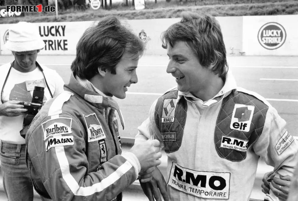 Mit Ferrari-Pilot Gilles Villeneuve versteht sich Arnoux bestens, beim Grand Prix von Frankreich in Dijon kommt es zum ... Foto zur News: Mit Ferrari-Pilot Gilles Villeneuve versteht sich Arnoux bestens, beim Grand Prix von Frankreich in Dijon kommt es zum ...